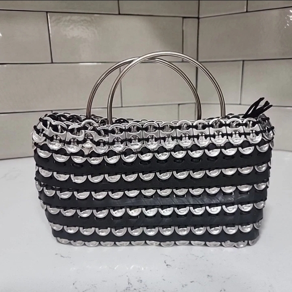 Unbranded Handbags - Upcycled Soda Tabs & Recycled Rubber Handbag With Stainless Steel Handles
